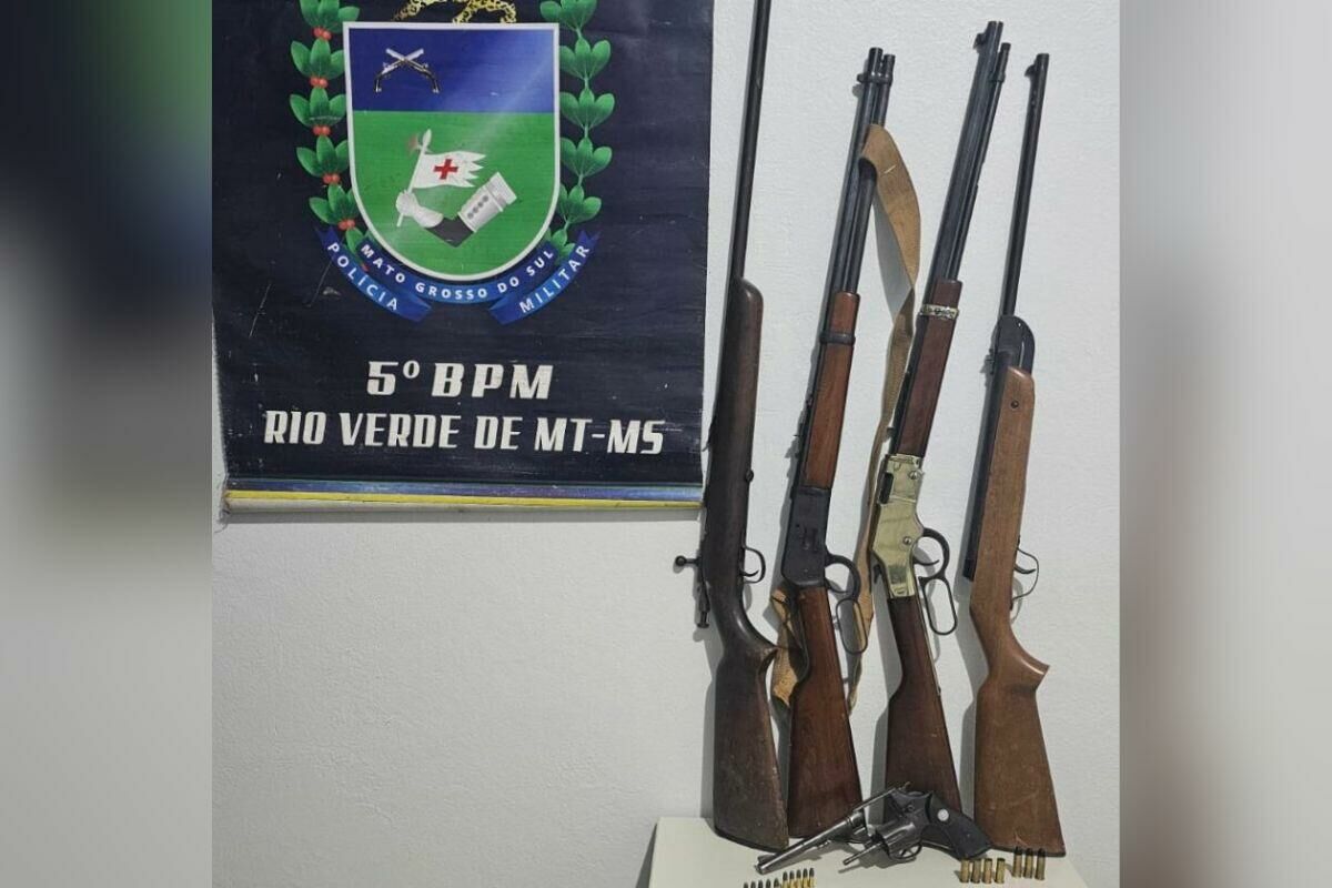 Imagem de compartilhamento para o artigo Polícia Militar impede agressão com facão e apreende arsenal em fazenda de Rio Verde da MS Todo dia